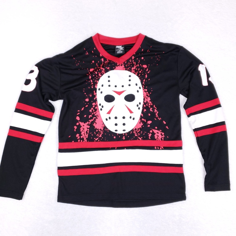 Friday The 13th Jersey Top Size S Black Red Voorhees Horrorcore Grunge